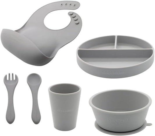 6 piece grey silicone little stars dining set