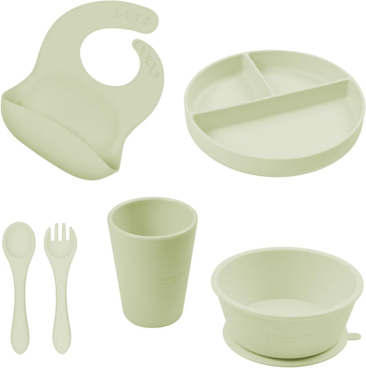 6 piece sage silicone little stars dining set