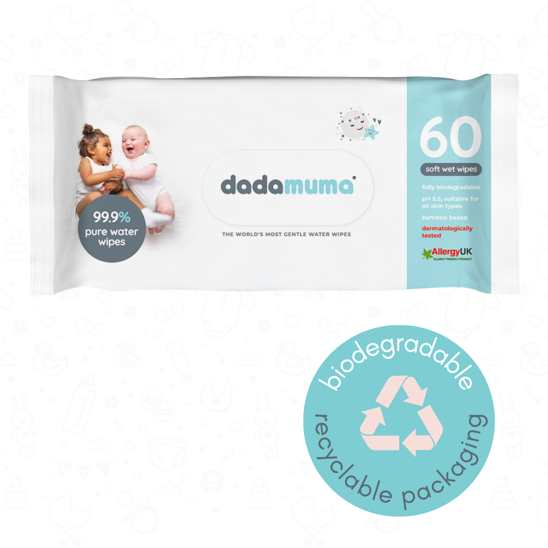 dadamuma 99.9% pure water wipes - pack of 60 (multipack x 4)