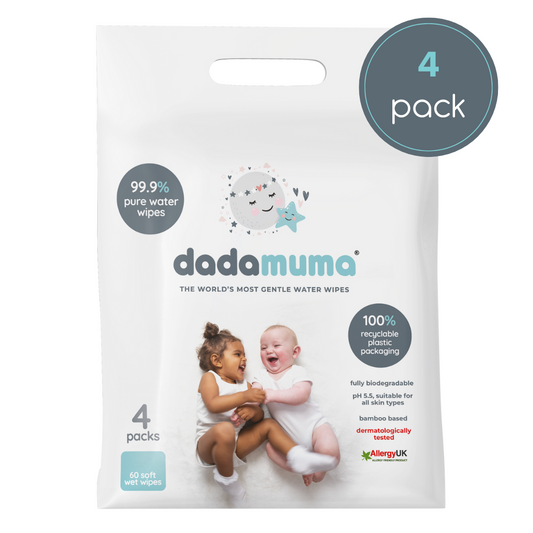 dadamuma 99.9% pure water wipes - pack of 60 (multipack x 4)