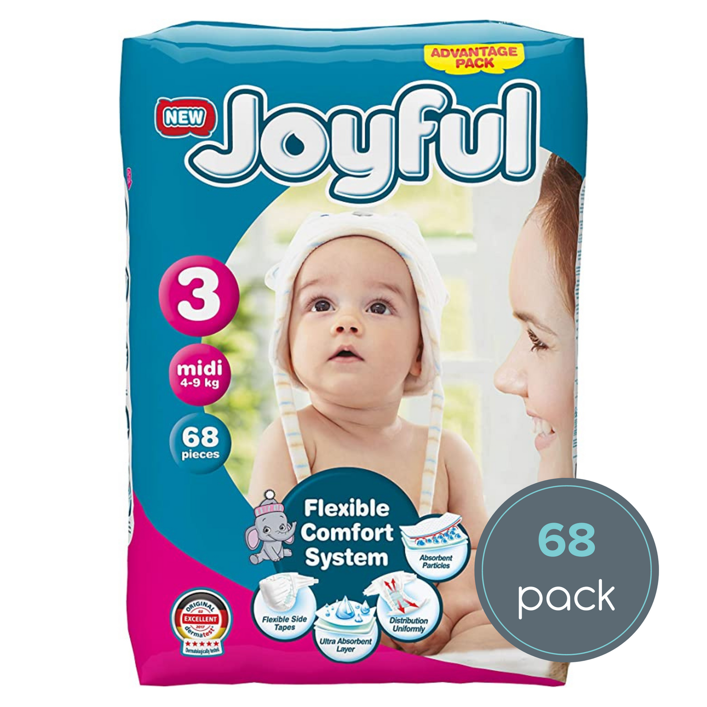 joyful size 3 midi nappy (4-9kg)