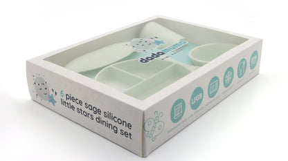 6 piece sage silicone little stars dining set