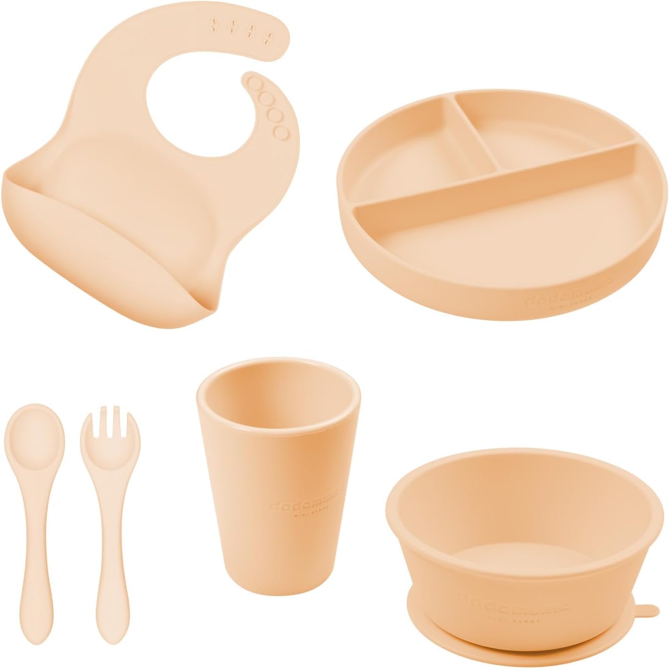 6 piece coral silicone little stars dining set