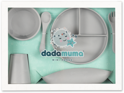 6 piece grey silicone little stars dining set