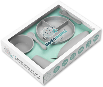 6 piece grey silicone little stars dining set
