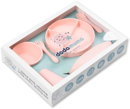 6 piece pink silicone little stars dining set
