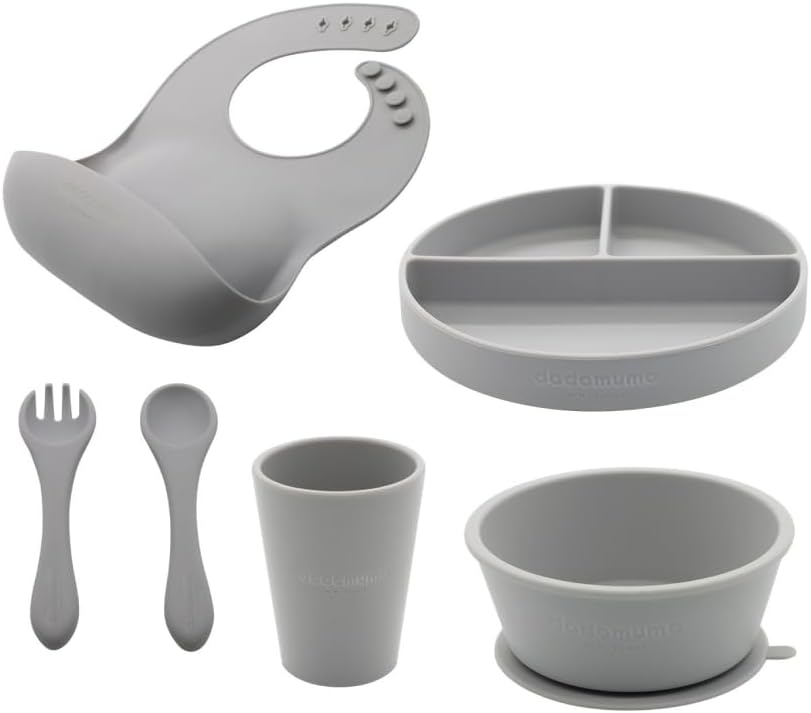 6 piece grey silicone little stars dining set