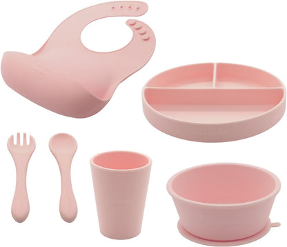 6 piece pink silicone little stars dining set