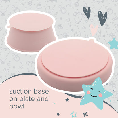 6 piece pink silicone little stars dining set