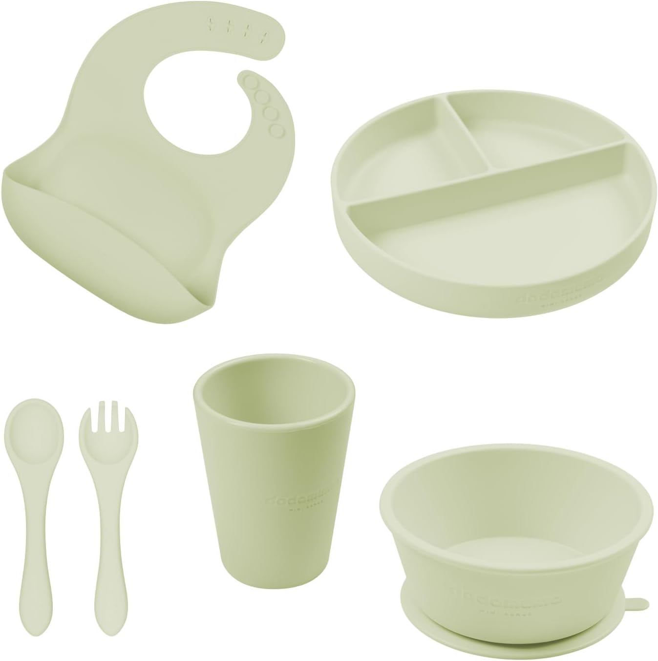 6 piece sage silicone little stars dining set