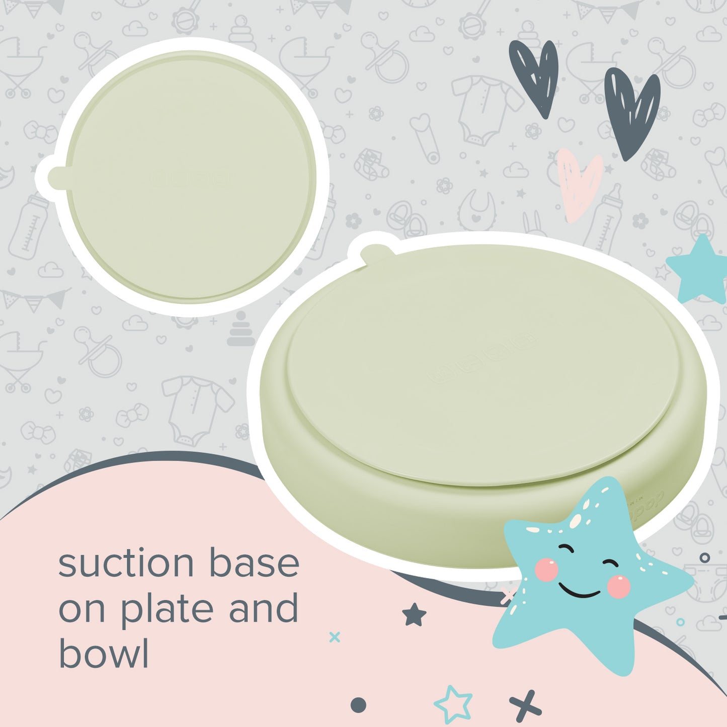 6 piece sage silicone little stars dining set