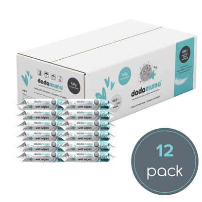 dadamuma 99.9% pure water wipes - pack of 60 (box x 12)