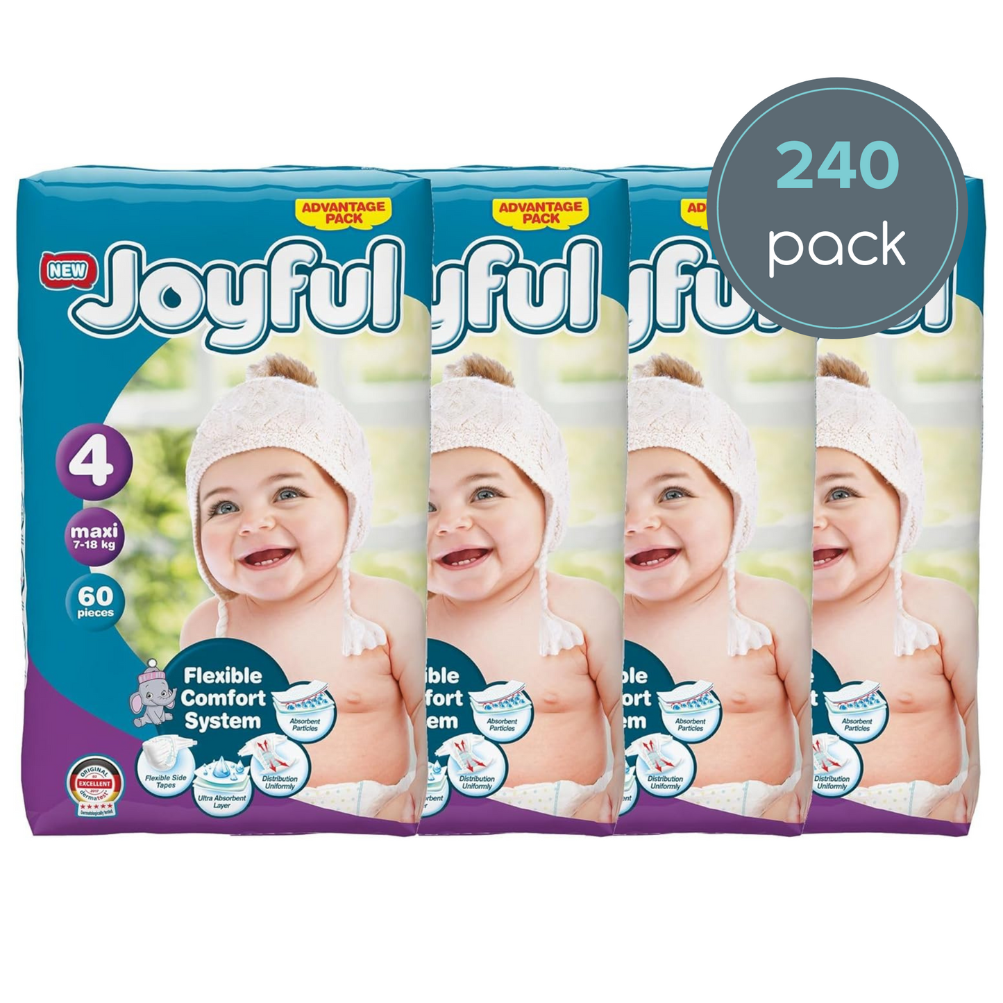 joyful size 4 maxi nappy | multipack (240 nappies)
